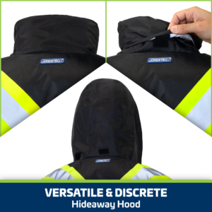 Chaqueta de seguridad JORESTECH impermeable con capucha oculta versátil y discreta