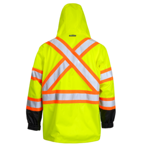 Chaqueta impermeable amarilla conforme a ANSI y CSA