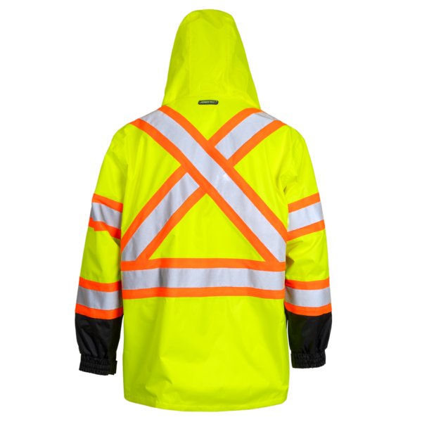 Chaqueta impermeable amarilla conforme a ANSI y CSA