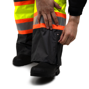 Conjunto de chaqueta y pantalón impermeables de alta visibilidad en dos tonos con X en la espalda - Image 3