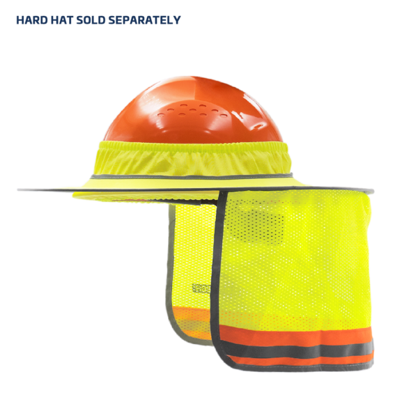 Sombra solar y visera de alta visibilidad para proteger el cuello, accesorio para cascos de seguridad con ala completa. El texto indica que el casco se vende por separado.