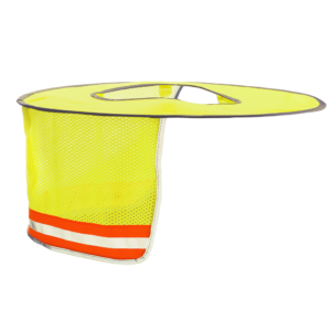 protector solar redondo de alta visibilidad bicolor en lima y naranja para cascos de ala completa