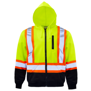 Sudadera con capucha de seguridad de alta visibilidad amarilla con franjas reflectantes ANSI clase 3 tipo R