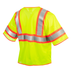 Vista trasera del chaleco de seguridad JORESTECH® de alta visibilidad, bicolor, de malla con mangas y bandas reflectantes
