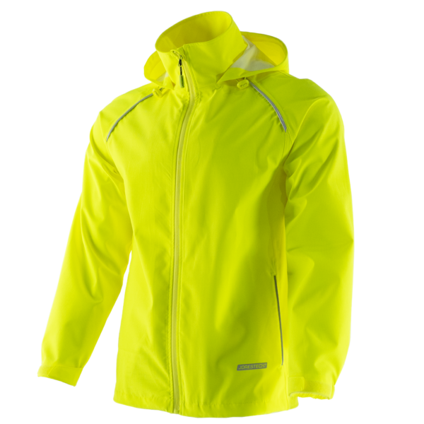 Chaqueta impermeable ripstop de alta visibilidad con cintas reflectantes de transferencia térmica