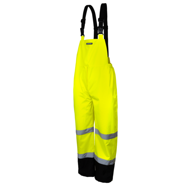 Pantalones de mono de seguridad de alta visibilidad conformes con ANSI con franjas reflectantes y tejido que oculta la suciedad