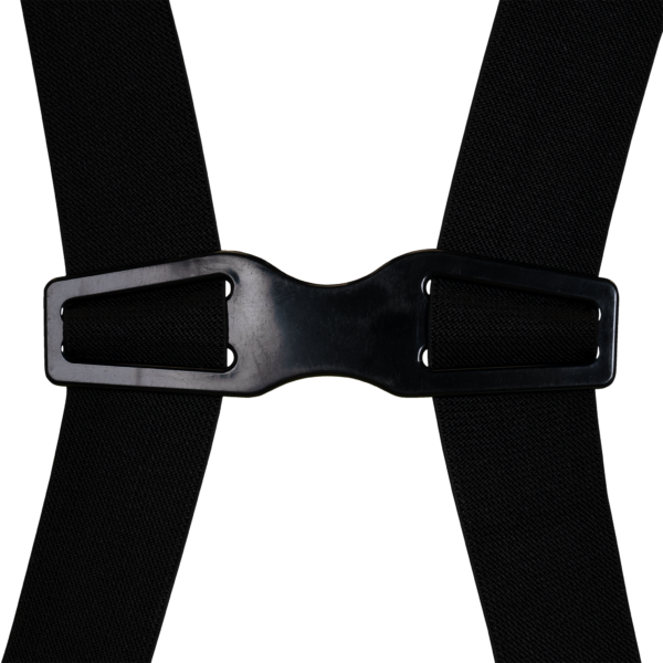 Tirantes y clip para asegurar los tirantes en su posición en el pantalón peto de seguridad de alta visibilidad