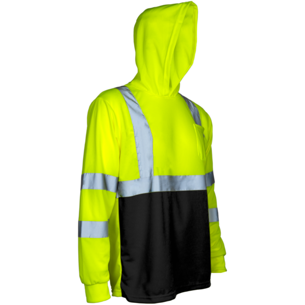 Camisa de seguridad de manga larga con tiras reflectantes y capucha
