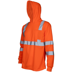 CAMISETA DE SEGURIDAD DE MANGA LARGA DE ALTA VISIBILIDAD CON CINTAS REFLECTANTES Y CAPUCHA