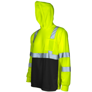 CAMISETA DE SEGURIDAD DE MANGA LARGA DE ALTA VISIBILIDAD CON CINTAS REFLECTANTES Y CAPUCHA