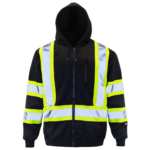 Sudadera con capucha de alta visibilidad con franjas reflectantes y cremallera completa