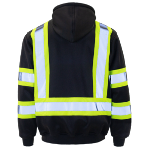Sudadera con capucha de alta visibilidad JORESTECH en negro y amarillo con franjas reflectantes