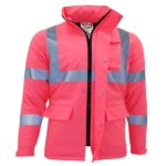 Chaqueta de seguridad rosa de alta visibilidad con bandas reflectantes