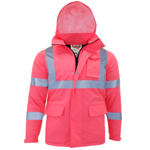 Chaqueta de seguridad impermeable Jorestech de alta visibilidad con tiras reflectantes y capucha