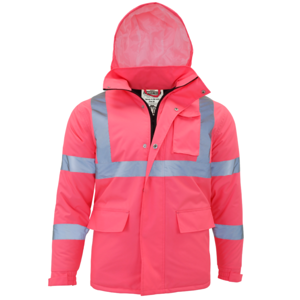 Chaqueta de seguridad impermeable Jorestech de alta visibilidad con tiras reflectantes y capucha