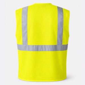 Chaleco de seguridad de malla amarillo de alta visibilidad con cierre desprendible, 2 bandas reflectantes de 2” y bolsillo - Image 2