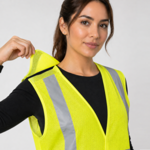 Chaleco de seguridad de malla amarillo de alta visibilidad con cierre desprendible, 2 bandas reflectantes de 2” y bolsillo - Image 7