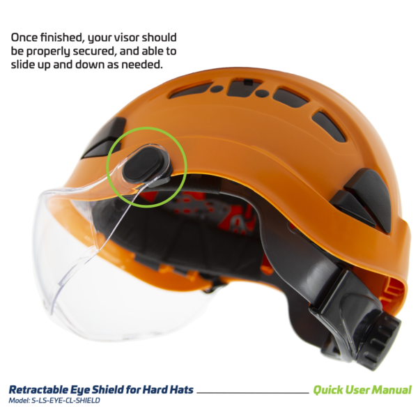 Muestra un protector ocular transparente instalado en un casco compatible