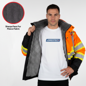 Chaqueta Bomber de Seguridad de Dos Tonos Alta Visibilidad con Espalda en X y Forro de Sherpa de Fleece Sintético - Image 6