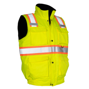 Chaleco de seguridad polar aislante de dos tonos de alta visibilidad con franjas reflectantes - Image 4