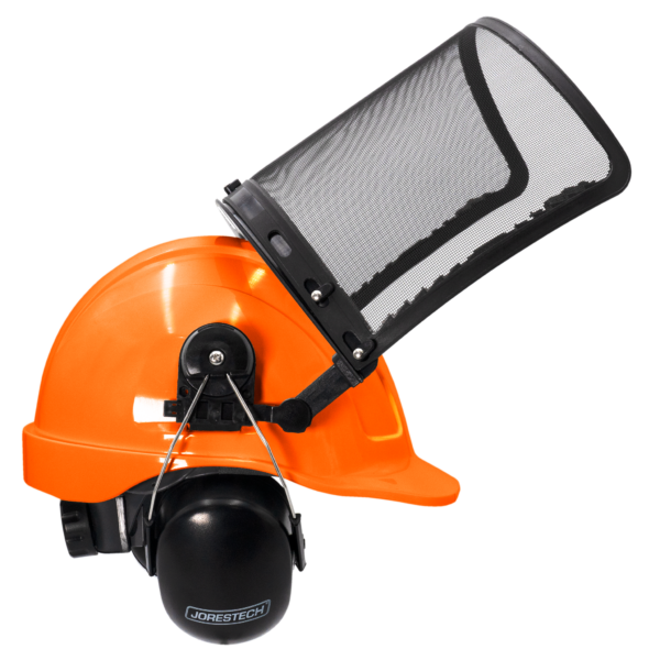 kit de casco de seguridad tipo gorra con pantalla facial de malla de hierro y orejeras para protección auditiva y de la cabeza