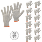 12 pares de guantes blancos de punto de seguridad multipropósito JORESTECH