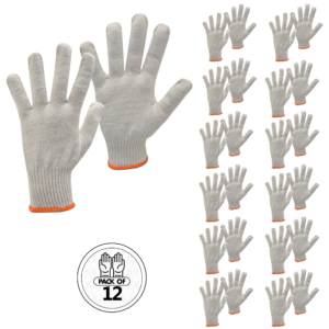 12 pares de guantes blancos de punto de seguridad multipropósito JORESTECH