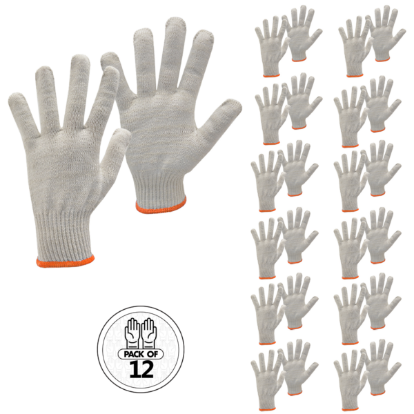 12 pares de guantes blancos de punto de seguridad multipropósito JORESTECH