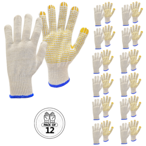 Guantes de punto de seguridad multiuso con palmas antideslizantes de PVC con puntos – Paquete de 12 - Image 7
