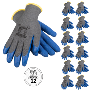Guantes de trabajo de seguridad con palmas recubiertas de látex arrugado: paquete de 12