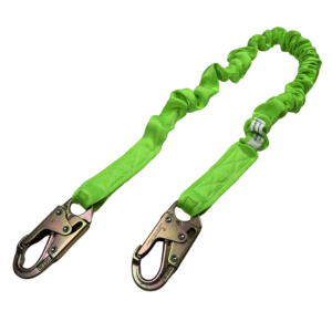 Lanyard de una sola pierna con absorbedor de impacto interno y ganchos de presión