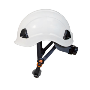 Vista lateral del casco blanco montable Jorestech sin los accesorios