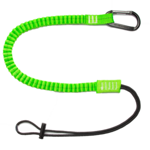 Lanyard de sujeción para herramientas con mosquetón y lazo de cable de estrangulamiento