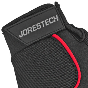 Primer plano que muestra el sistema de cierre de gancho y bucle del guante de trabajo de seguridad JORESTECH