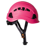 Casco de rescate ABS ventilado con suspensión de 6 puntos, ajuste de matraca de rueda y correa de barbilla.