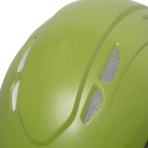 Primer plano que muestra las 4 rejillas antiintrusión del casco de escalada JORESTECH y la resistente carcasa exterior de ABS